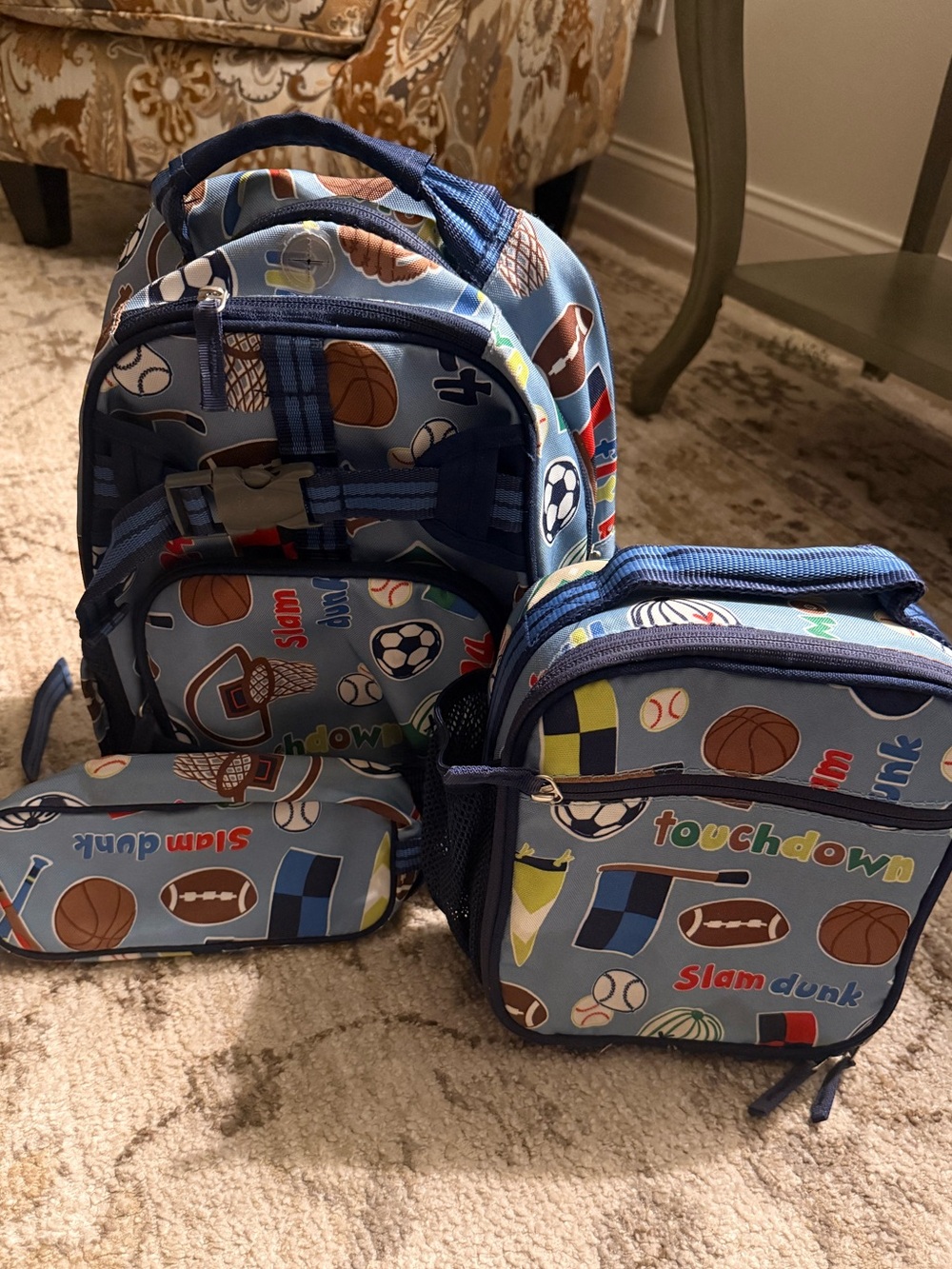 Pottery Barn Kids Mackenzie Junior Varsity Sports Print Backpack Set